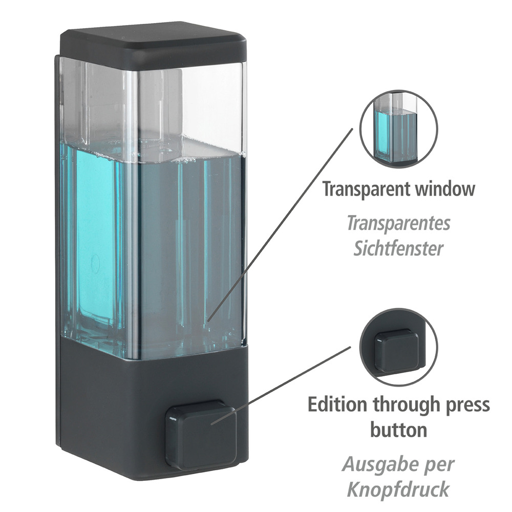 Desinfektionsmittel- und Seifenspender Mod. Istres Schwarz, Befestigen ohne bohren, 320 ml  Seifenspender & Desinfektionsspender, Füllmenge: 320 ml