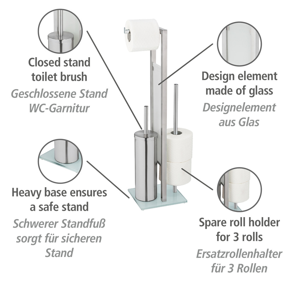 Geschlossene WC-Garnitur Mod. Rivalta Edelstahl  mit Toilettenpapier- und Ersatzrollenhalter