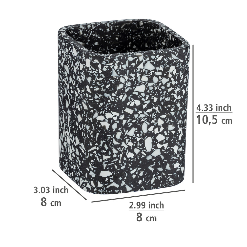 Zahnputzbecher Terrazzo Schwarz  aus Polyresin