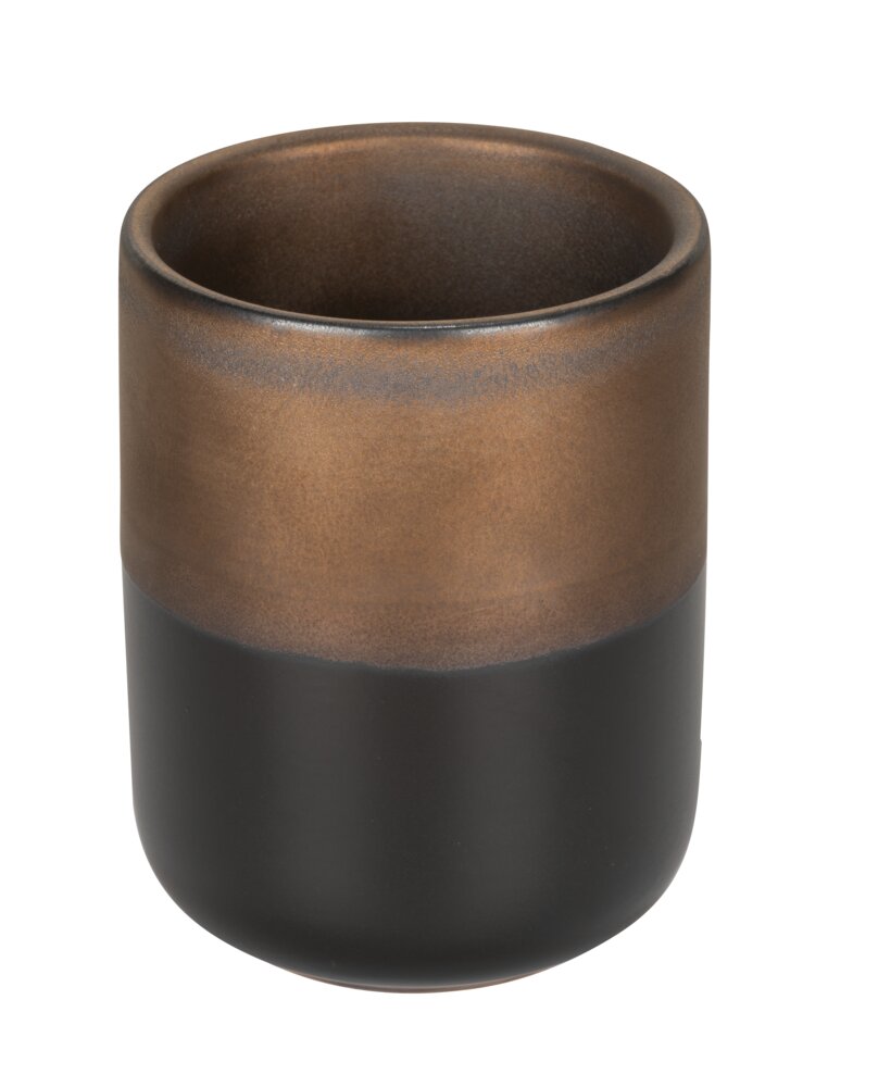 Gobelet à dents Mod. Enego, noir/bronze, céramique, Ø7.5x10 cm  design élégant, sur pied
