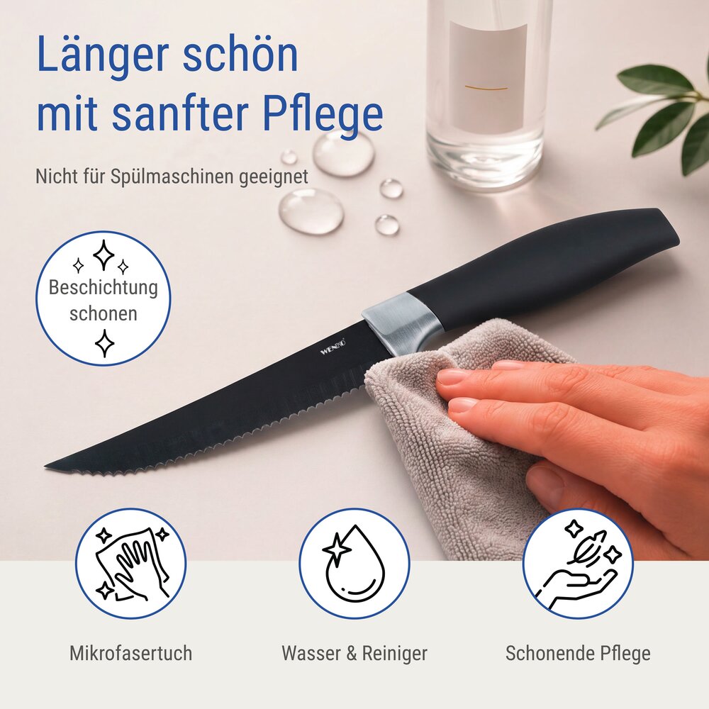 Steakmesser Mod. Otis, Schwarz, 4er Set  Klinge aus rostfreiem Edelstahl