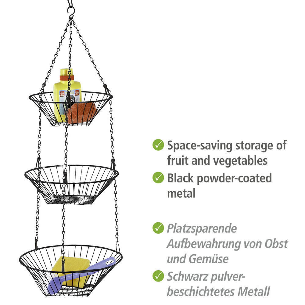 Küchenampel Trio Schwarz  3 Ablagekörbe