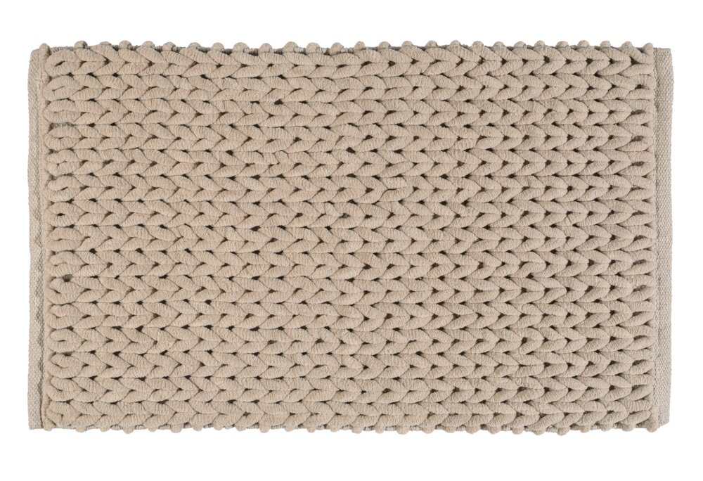 Tapis de bain Mod. Arson, beige, polyester coton, 50x80 cm  séchage rapide, antidérapant