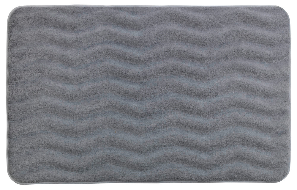 Badteppich Memory Foam Waves Hellgrau  50 x 80 cm