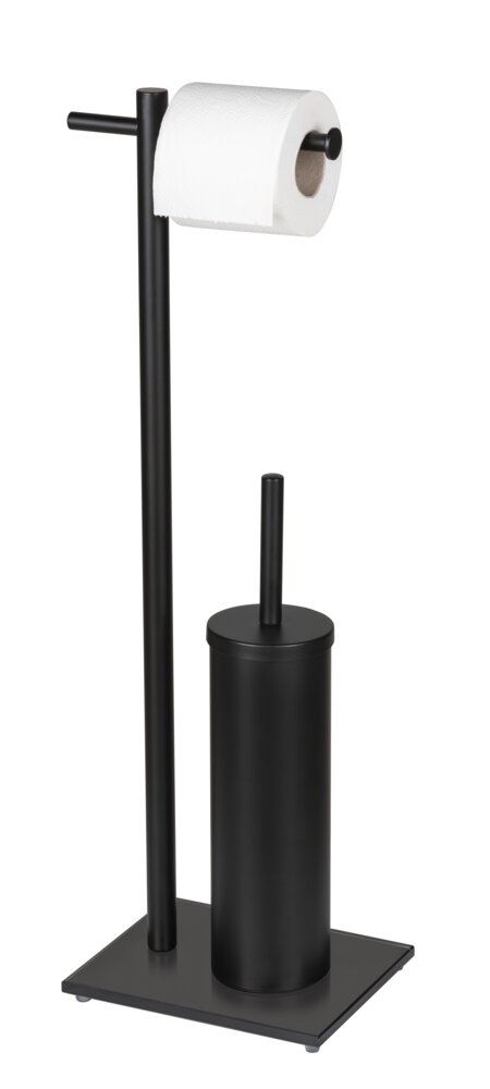 WC-Garnitur Mod. Resera, schwarz, Stahl, Glas, 24x67,5x17 cm  mit schwerer Bodenplatte