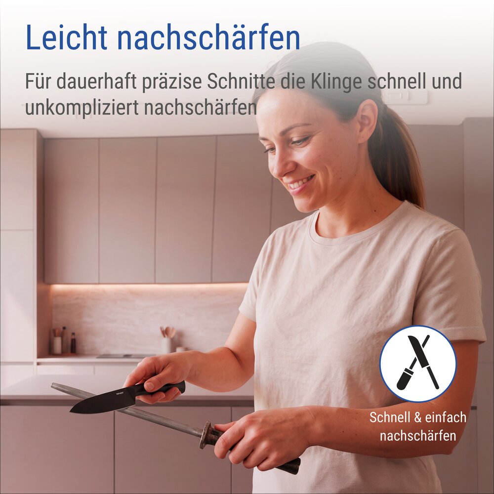 Gemüsemesser Mod. Ace, Schwarz  Küchenmesser aus rostfreiem Edelstahl