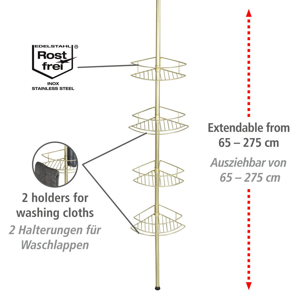 Teleskop-Eckregal Mod. Dolcedo  aus rostfreiem Edelstahl