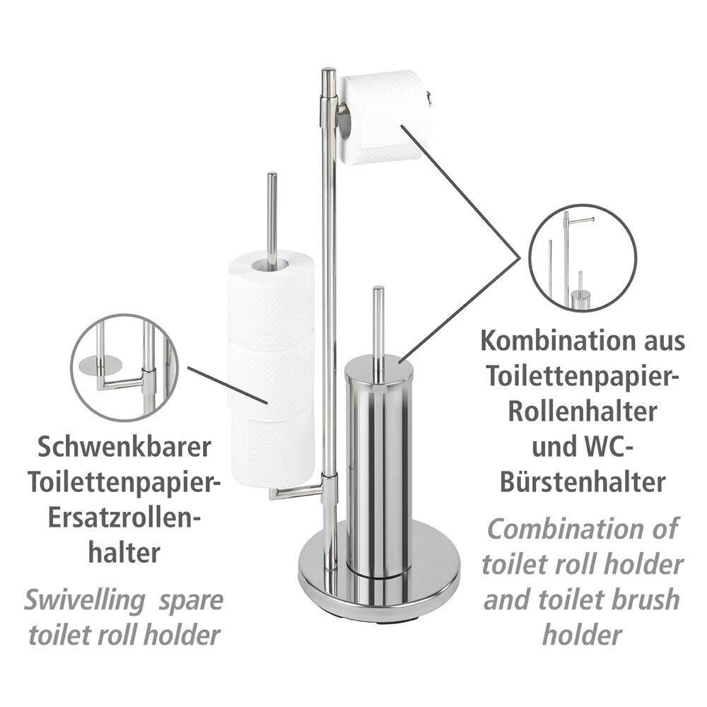 Combiné WC 3en1, Brosse WC et dérouleur papier toilette, réserve papier toilette, Universalo Neo  support de papier toilette intégré
