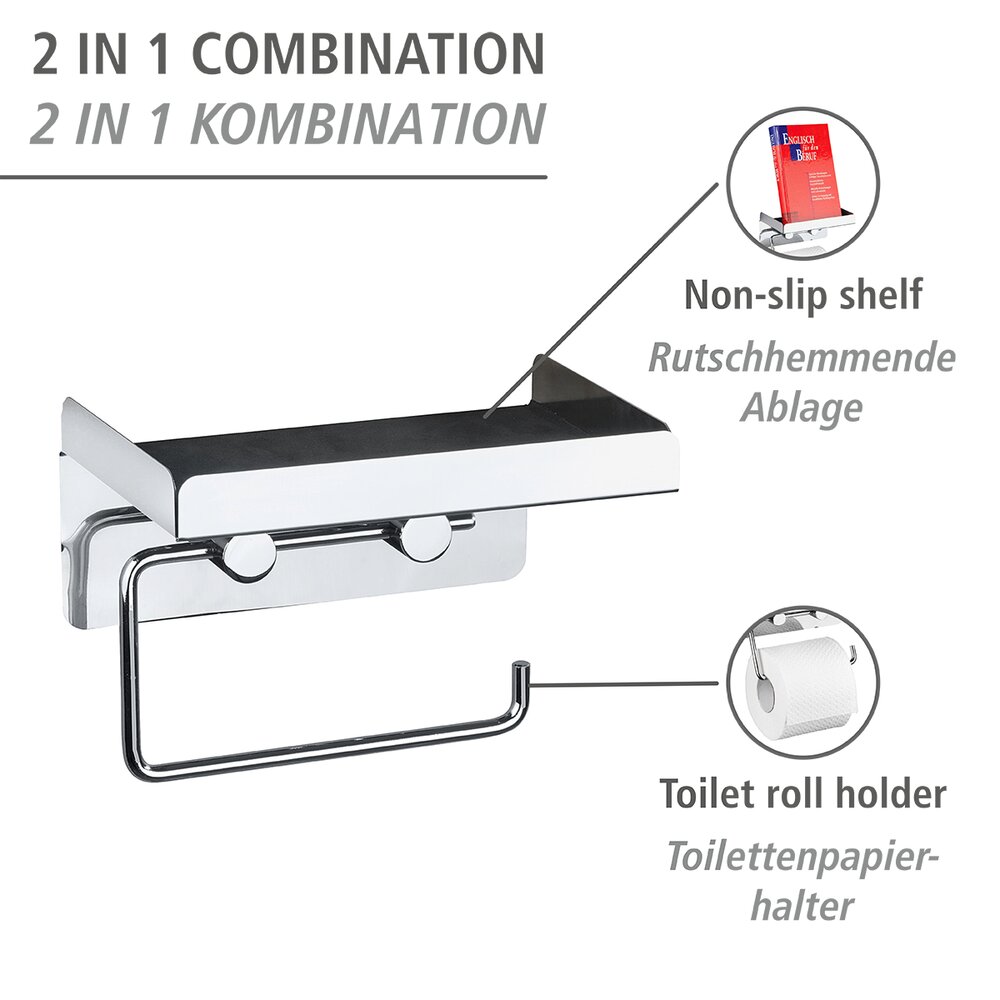 Toiletrolhouder 2 in 1 roestvrij staal
