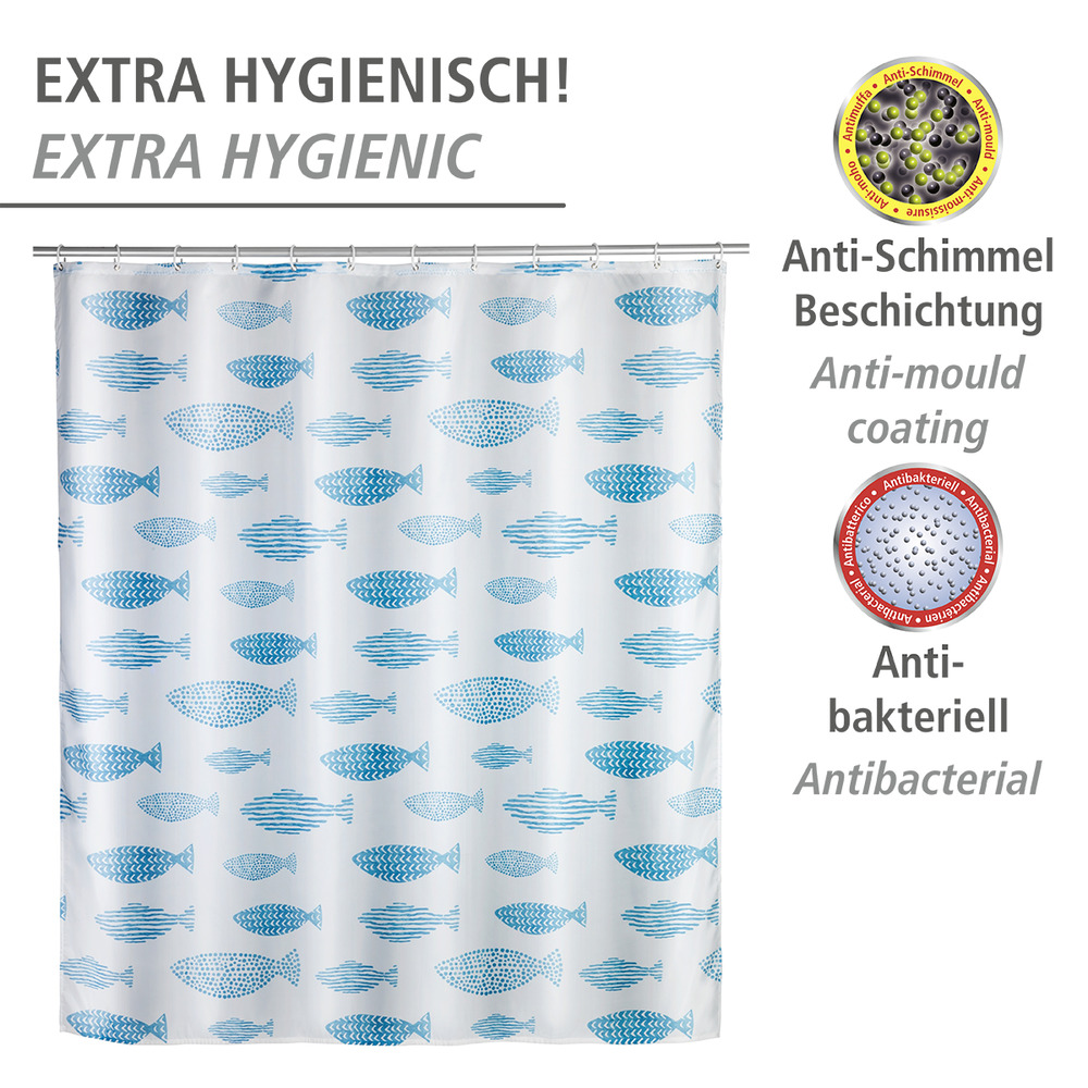 Anti-Schimmel Duschvorhang Mod. Aquamarin  Textil (Polyester), 180 x 200 cm, waschbar