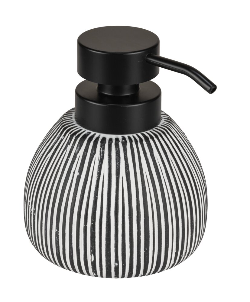 Distributeur de savon Mod. Pascoli, blanc/noir, céramique, 0.5L, 11x13x12 cm  surface structurée, design moderne