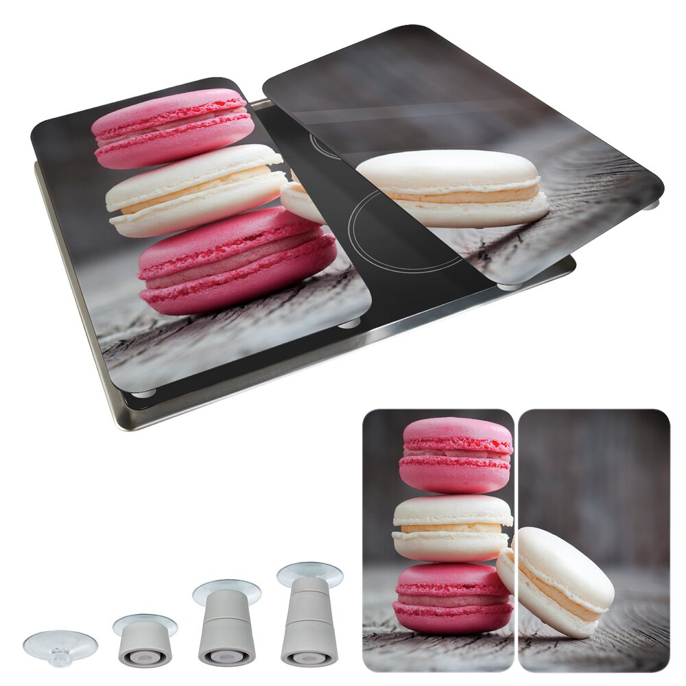 Plaque de Recouvrement Universelle Mod. Macarons, set de 2  pour tous les types de cuisinières