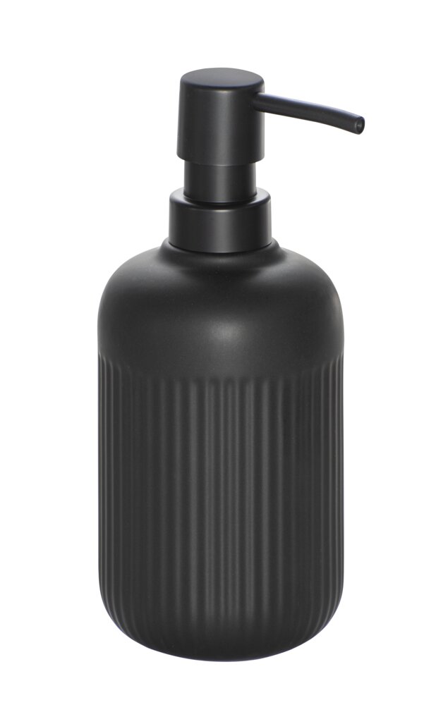 Seifenspender Mod. REFIA, schwarz, Keramik, 0.4L, Ø8x19cm  mit eleganter Riffelung