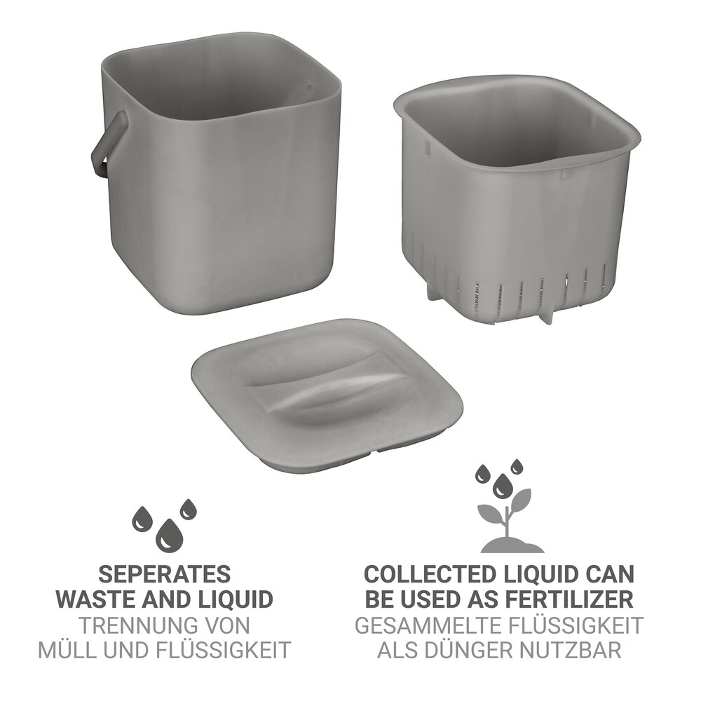 Abfallsammler Mod. Conny, grau, Kunststoff, 3 L, 18 x 18 x 19 cm  herausnehmbares Sieb, spülmaschinengeeignet