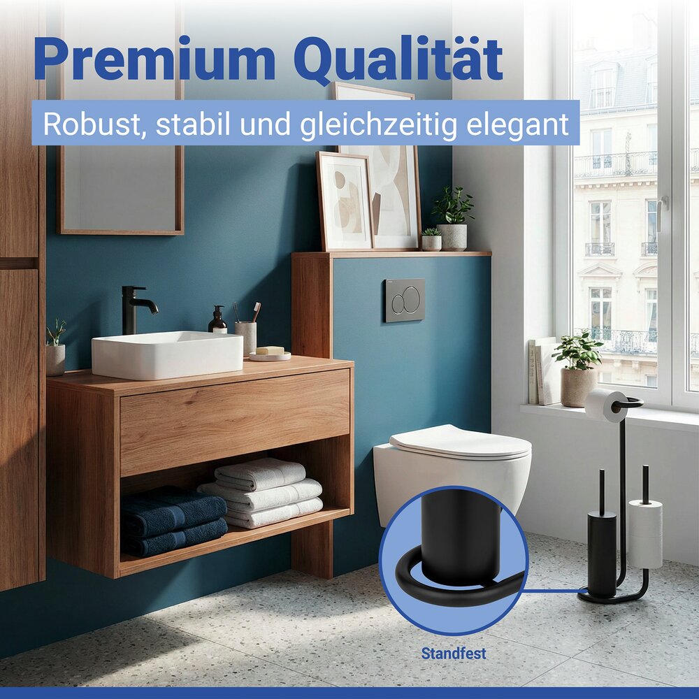 Combiné WC Mod. Universaleo Noir  avec porte-rouleau de rechange