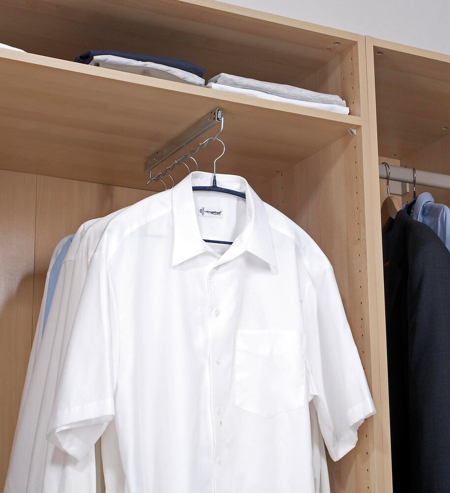 Garderobe uittrekbare kleding- en overhemdhanger