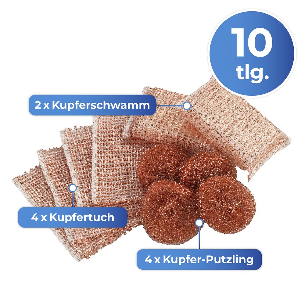 Kupfer-Reinigungs-Set, 10 tlg.  reinigt ohne Chemie
