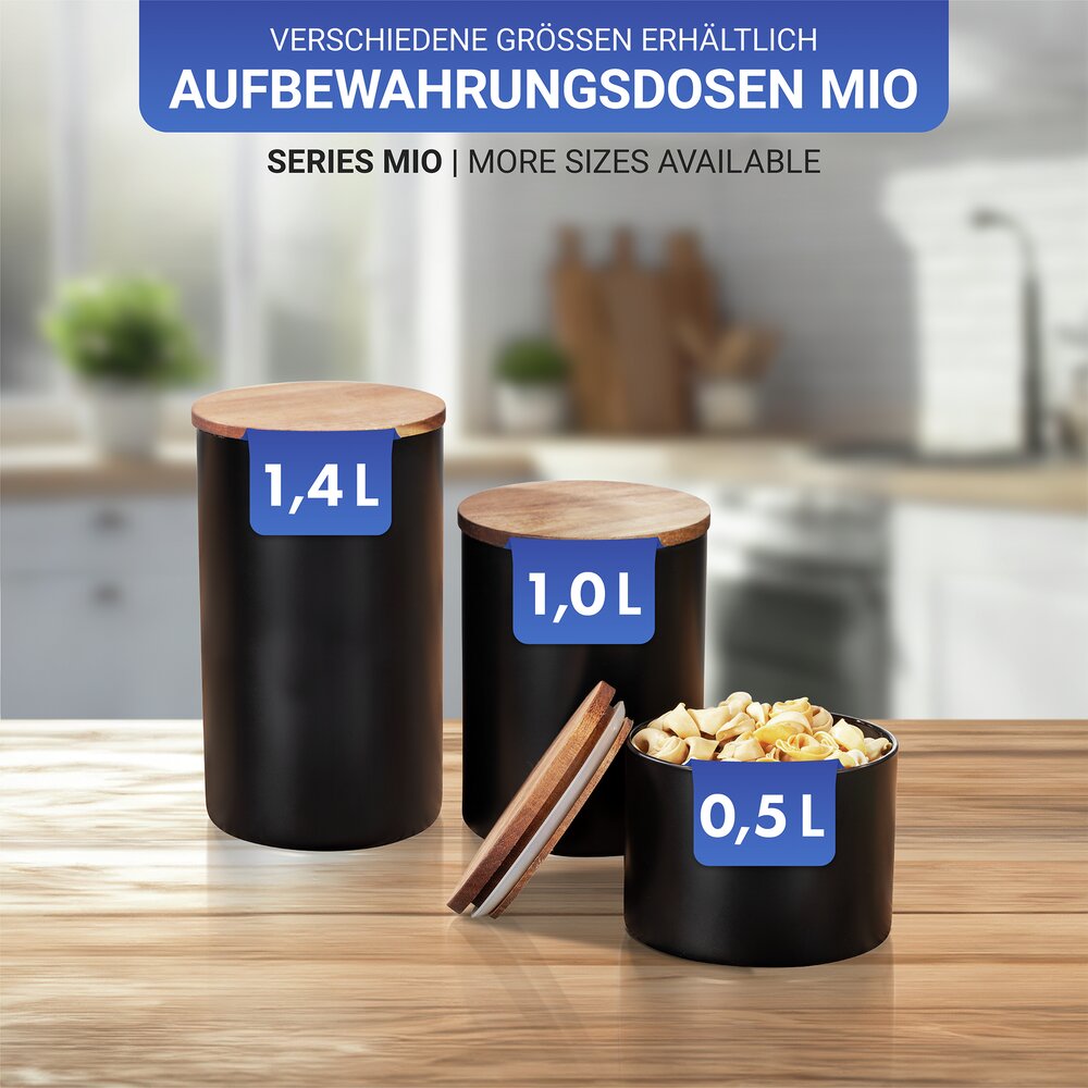 Opbergpot Mio zwart 1,4 liter