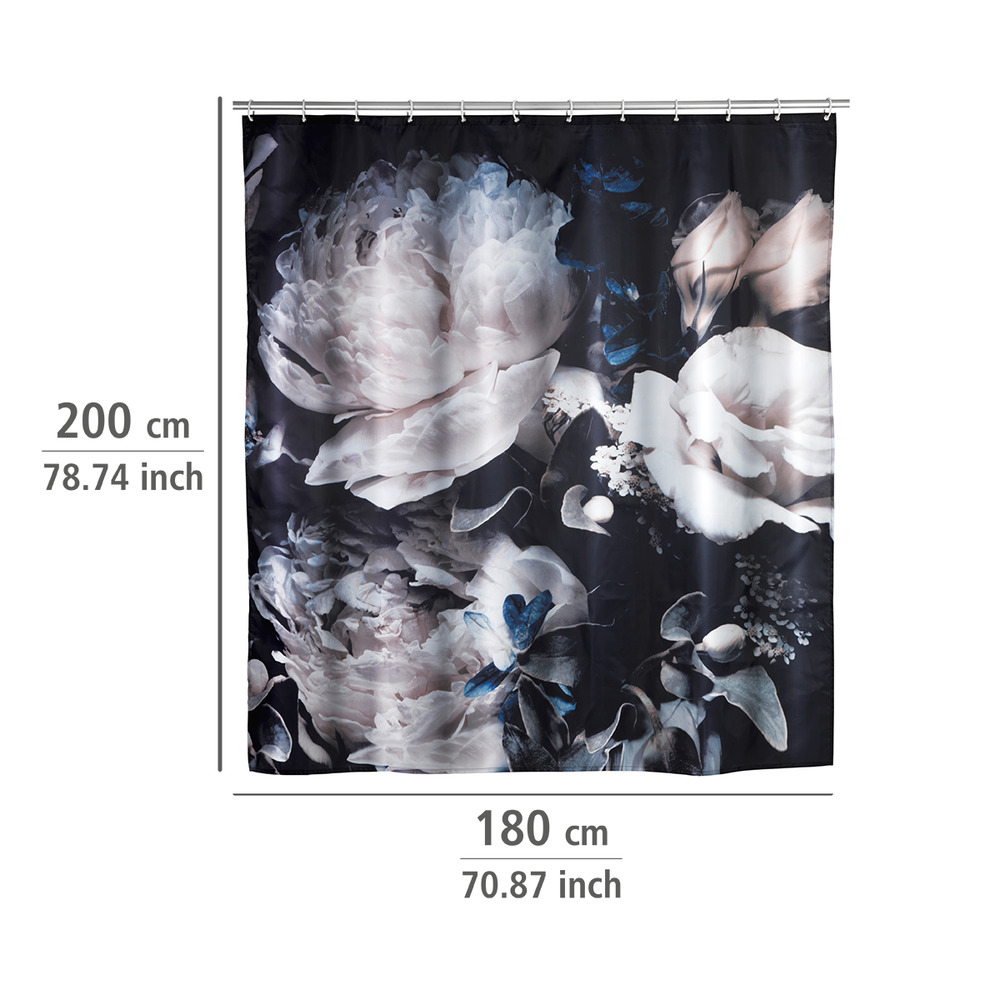 Anti-Schimmel Duschvorhang Mod. Peony  Textil (Polyester), 180 x 200 cm, waschbar