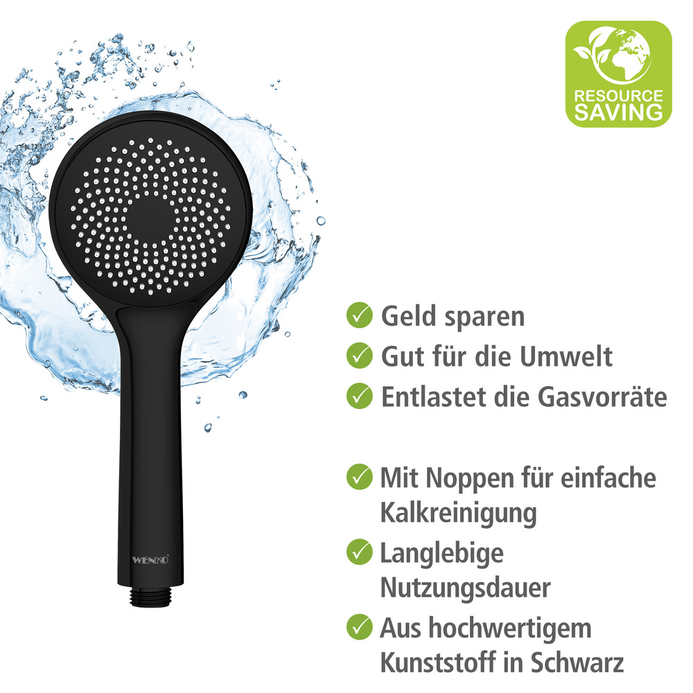 Duschkopf Watersaving Schwarz matt  Ø 9,5 cm