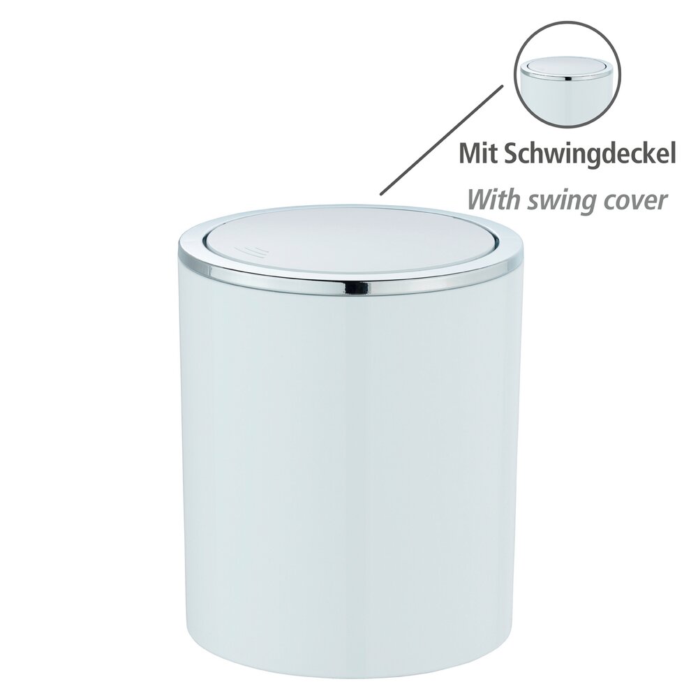 Schwingdeckeleimer Mod. Inca White  hochwertiger Kunststoff, 2 Liter