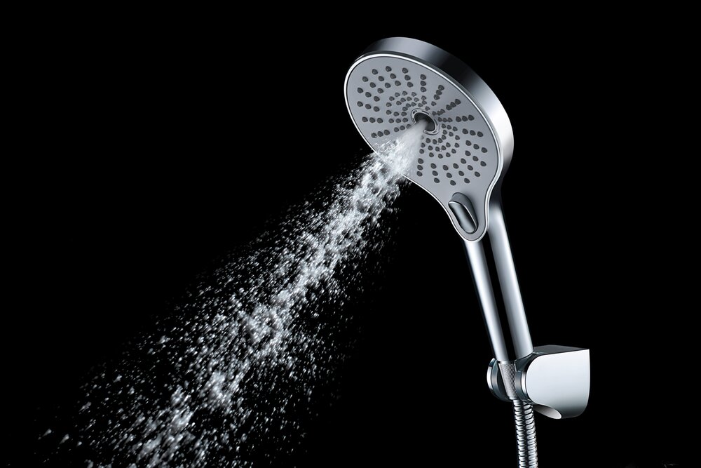 Pommeau de douche Blanc Chromé  diamètre 13 cm
