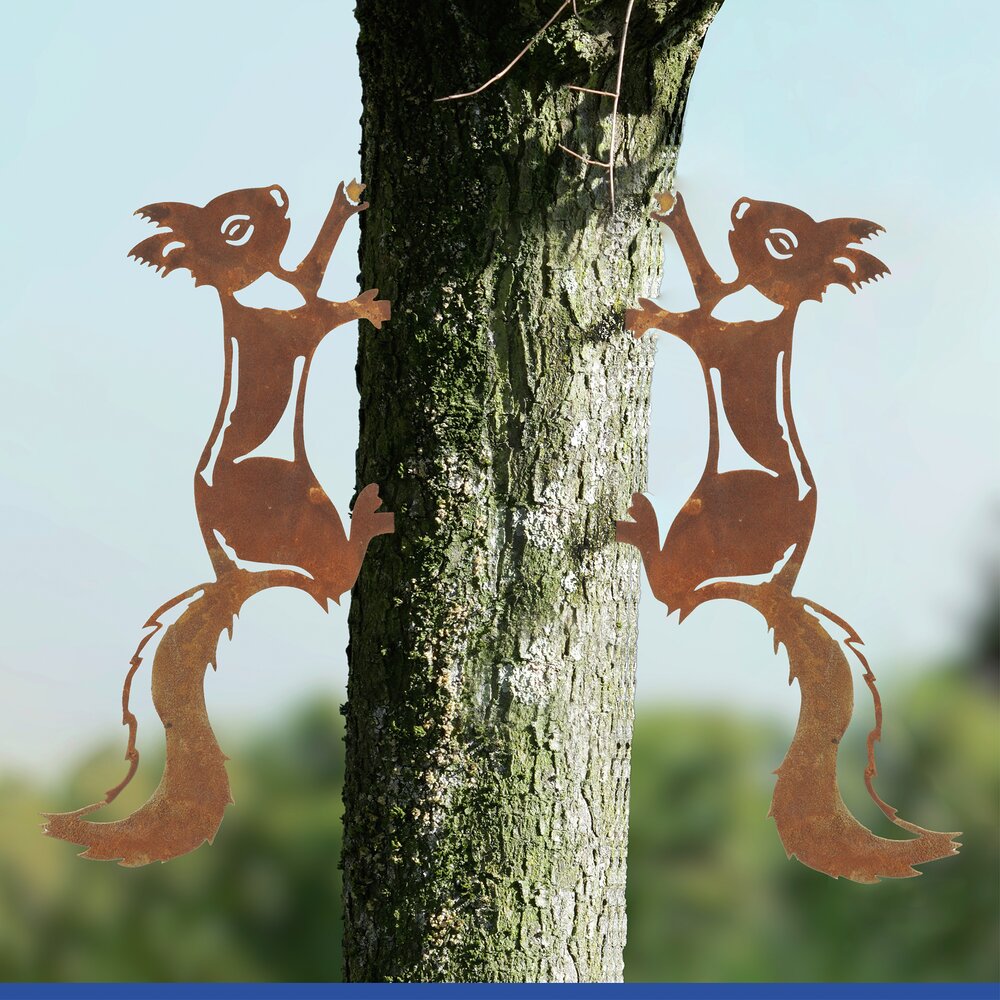 Gartenstecker Eichhörnchen, 2er Set  wetterbeständig, mit Edelrost-Effekt
