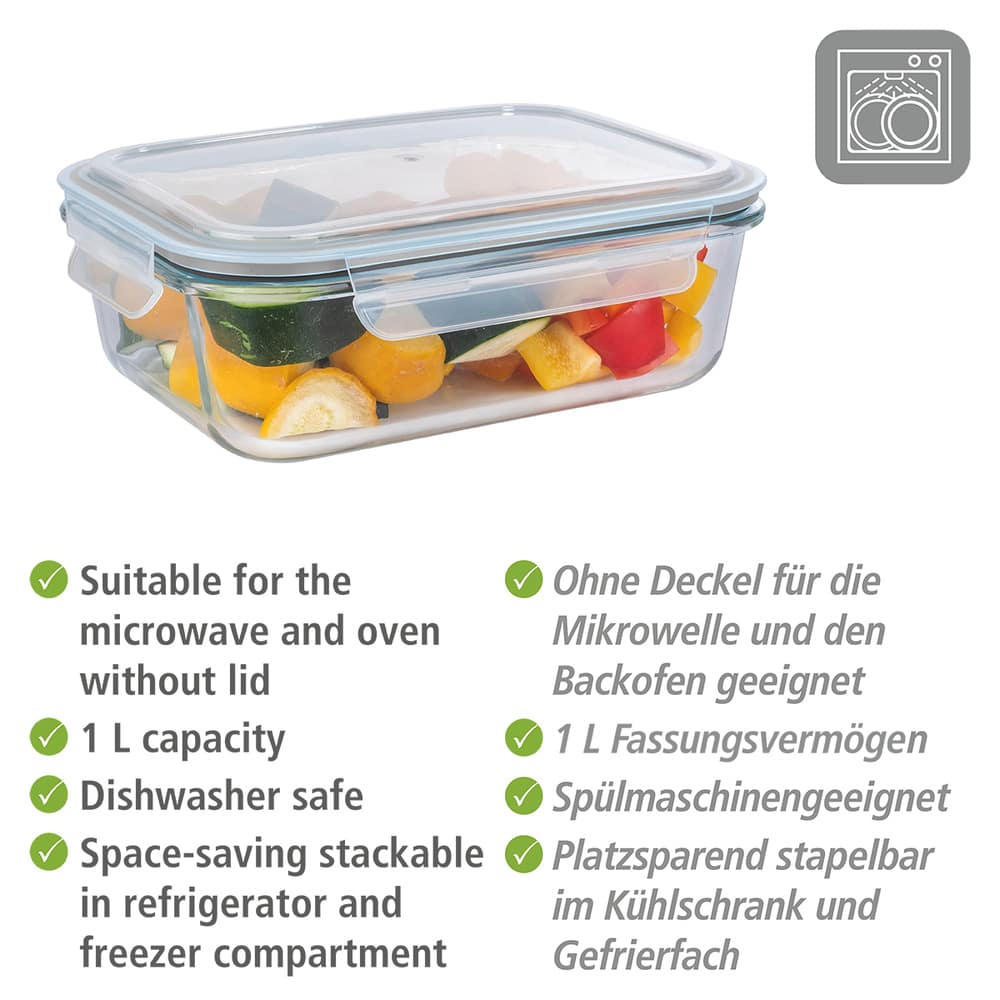 Glas Frischhaltedose Mod. Pacu 1 L  Aufbewahrungsdose zum Zubereiten und Einfrieren