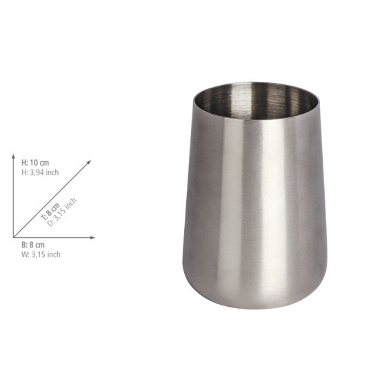 WENKO Gobelet Solid Acier Inox Porte-Brosse à Dents Satiné - Accessoire Salle De Bain Élégant