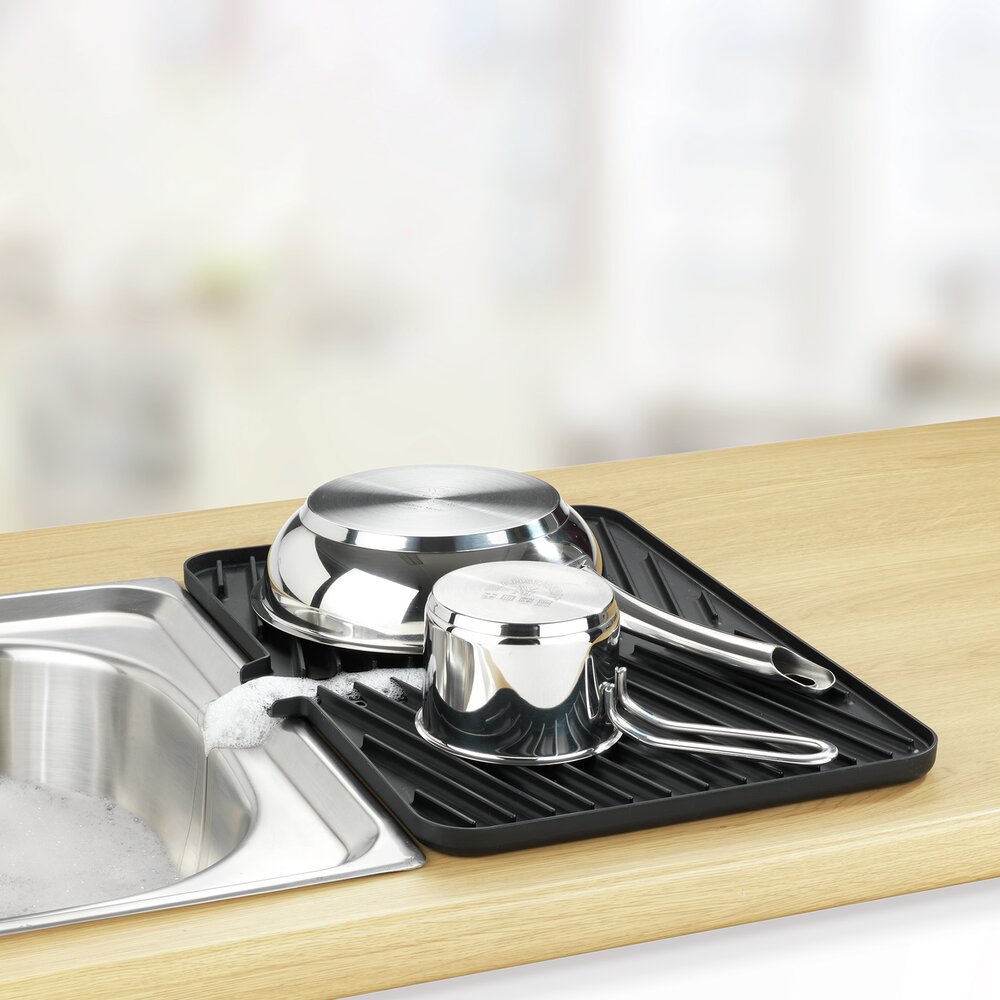 Geschirrabtropfer Schwarz 3-teilig   abnehmbare Sortierelemente