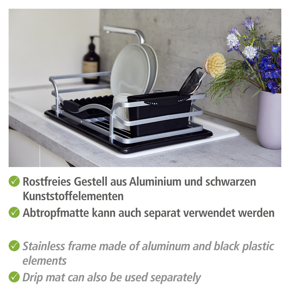 Geschirrabtropfer Alu  aus rostfreiem Aluminium und Kunststoff