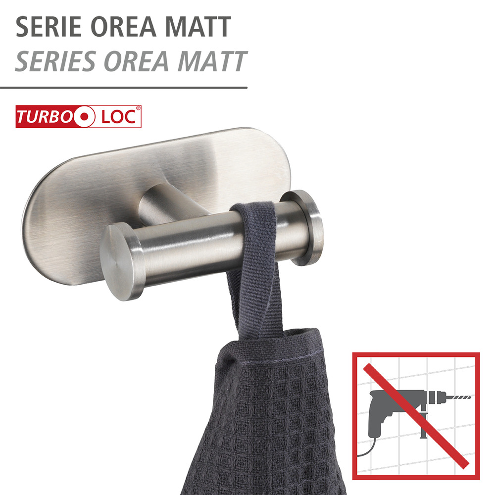 Turbo-Loc® Edelstahl Wandhaken Mod. Orea Duo Matt  Befestigen ohne bohren