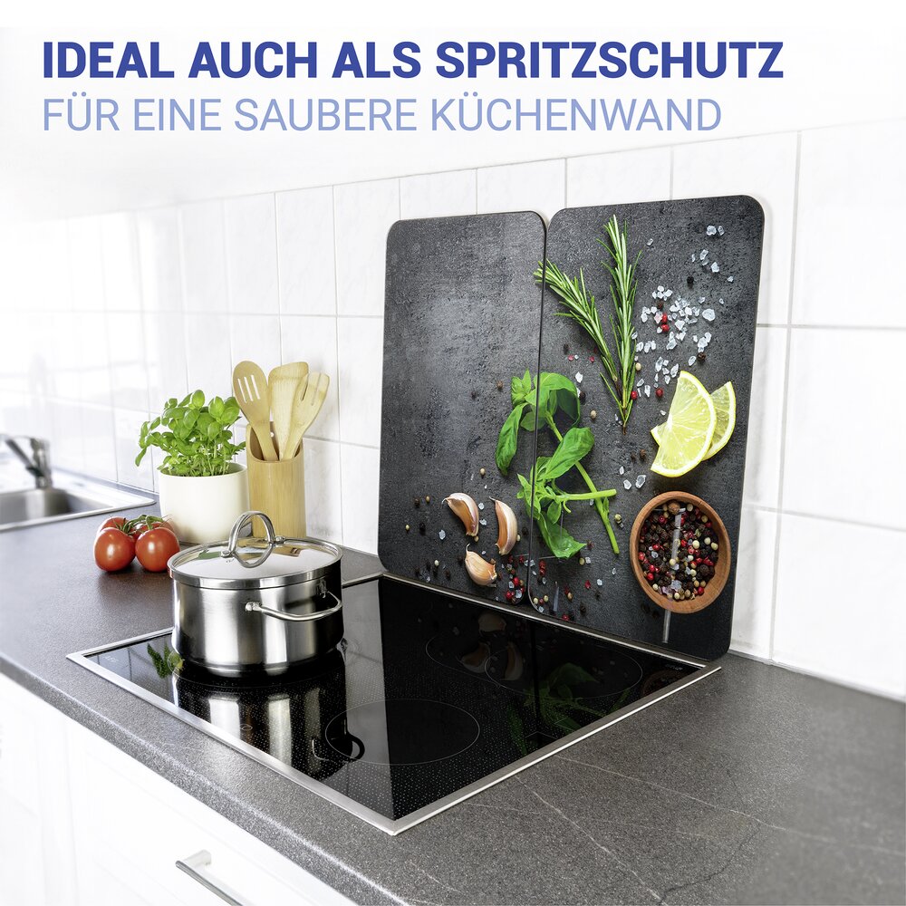 Herdabdeckplatten Universal Mod. Kräuter, 2er Set  für alle Herdarten geeignet