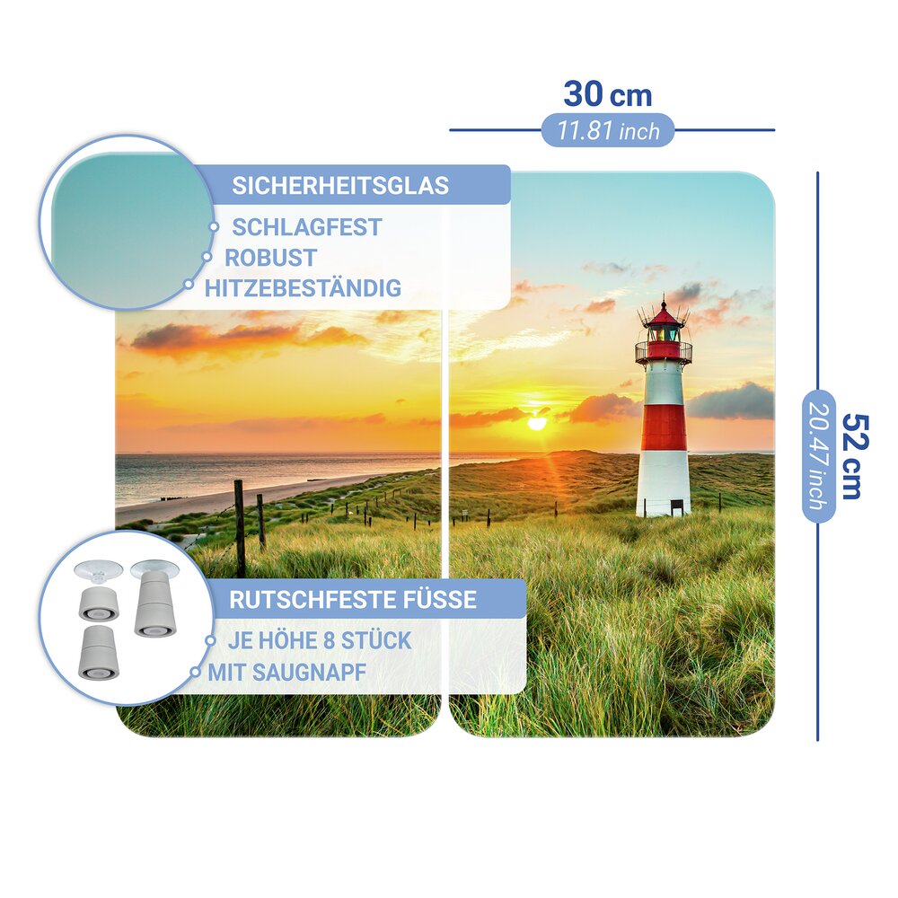 Herdabdeckplatte Universal Mod. Leuchtturm, 2er Set  für alle Herdarten geeignet