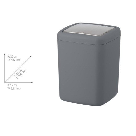 Schwingdeckeleimer Mod. Barcelona S Anthrazit  Spezialkunststoff, absolut bruchsicher, 3 Liter