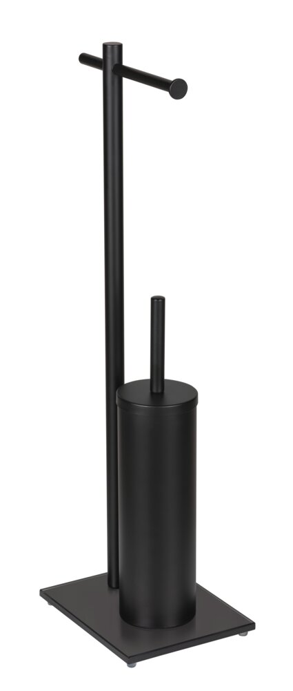 WC-Garnitur Mod. Resera, schwarz, Stahl, Glas, 24x67,5x17 cm  mit schwerer Bodenplatte