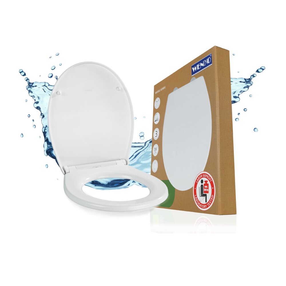 Premium WC-Sitz Mod. Korfu  Thermoplast weiß, mit Absenkautomatik, bis 300 kg belastbar