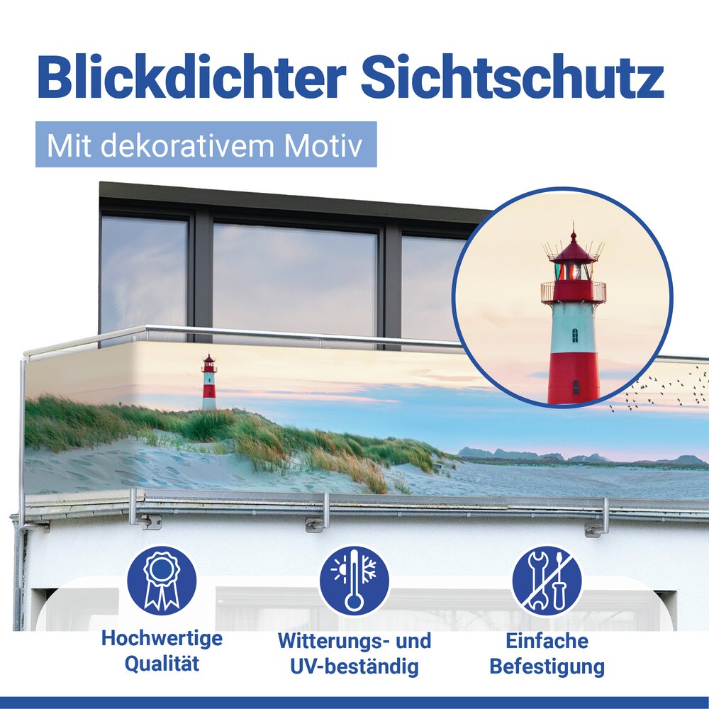Balkon-Sichtschutz Mod. Nordseeküste  UV- und witterungsbeständig