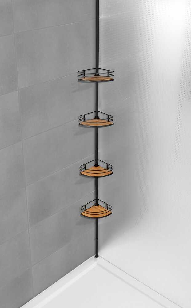 Dolcedo telescopische hoekplank van bamboe en roestvrij staal