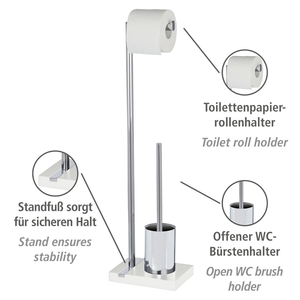 Stand WC-Garnitur Mod. Noble White  mit Chrom-Applikation