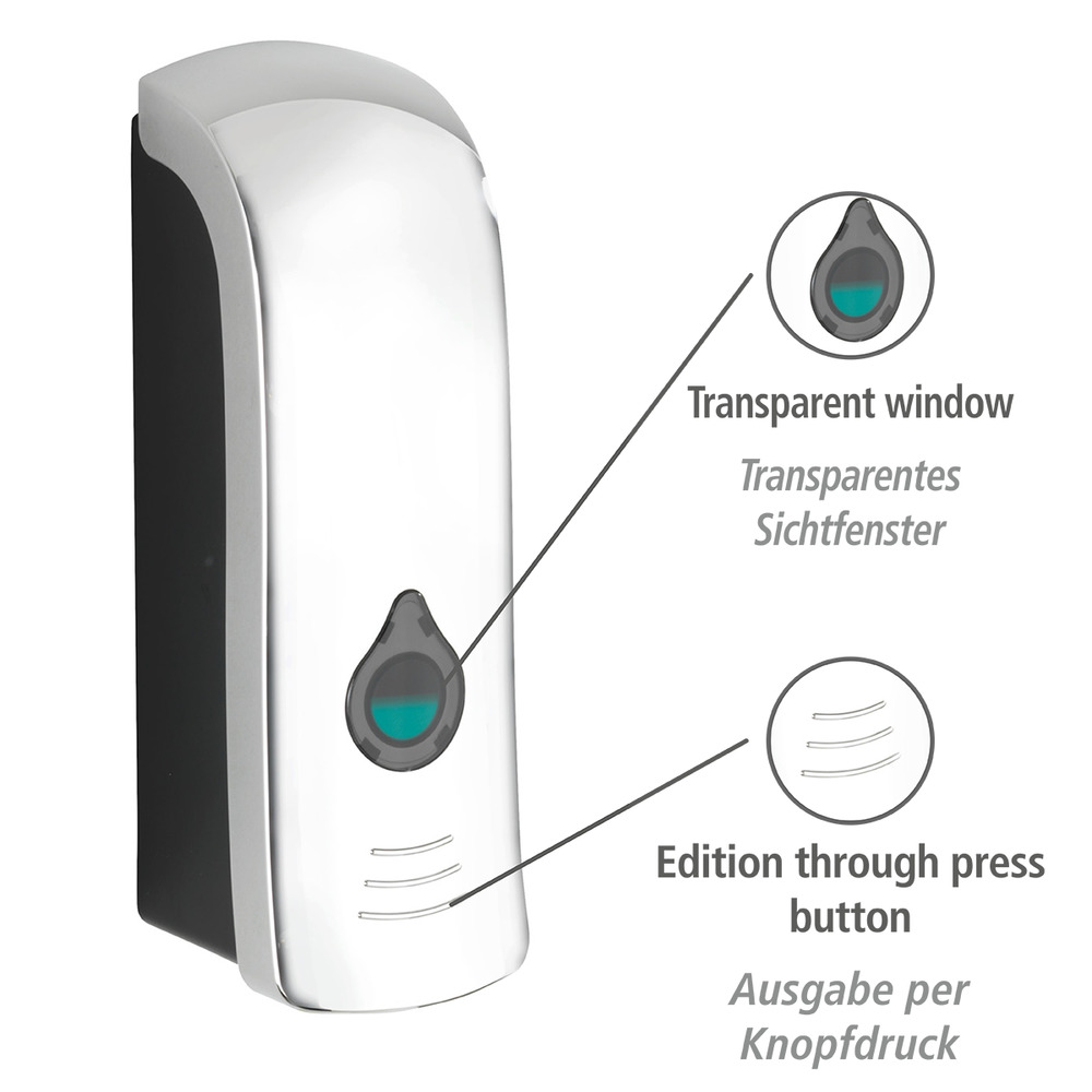 Desinfektionsmittel- und Seifenspender Mod. Ranera S Chrom, Befestigen ohne bohren, 280 ml  Seifenspender & Desinfektionsspender, Füllmenge: 280 ml