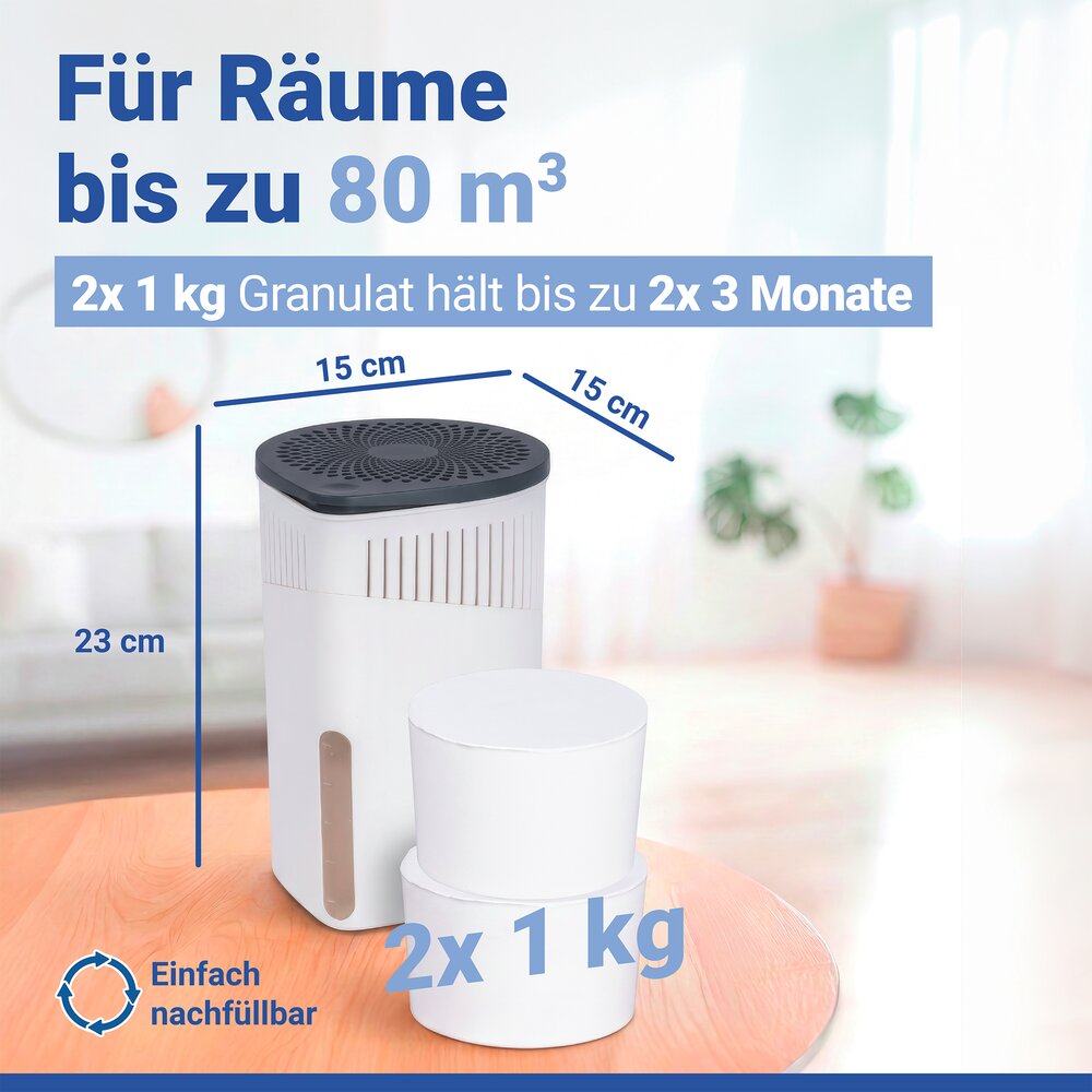 Raumentfeuchter Mod. Drop Weiß 2 x 1000 g  für Räume bis ca. 80m³