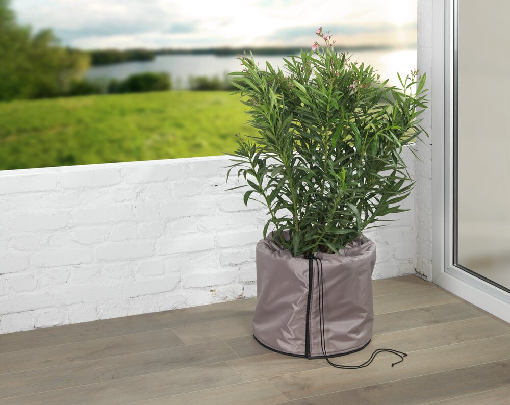 Sac thermique pour pots, beige, polyester, Ø45x55 cm  protège contre le gel