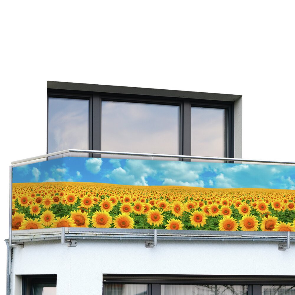 Balkon-Sichtschutz Mod. Sonnenblumenfeld, 5 m  UV- und witterungsbeständig