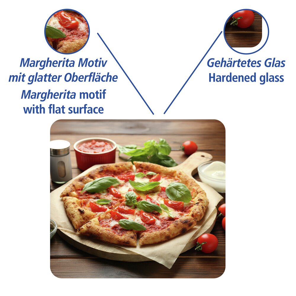Multi-Platte Mod. Pizza Margherita  Abdeckung, Spritzschutz und Schneidebrett