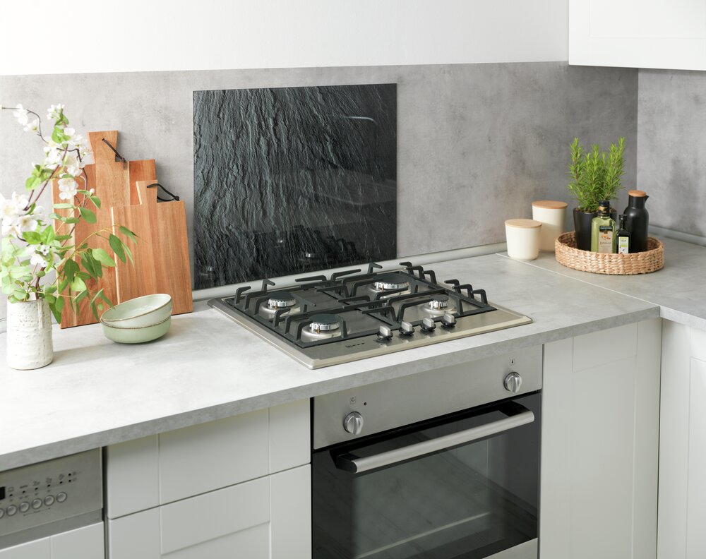 Fond de hotte, crédence cuisine verre "Ardoise", 60x50 cm  Protection contre les éclaboussures pour la cuisinière ou l'évier