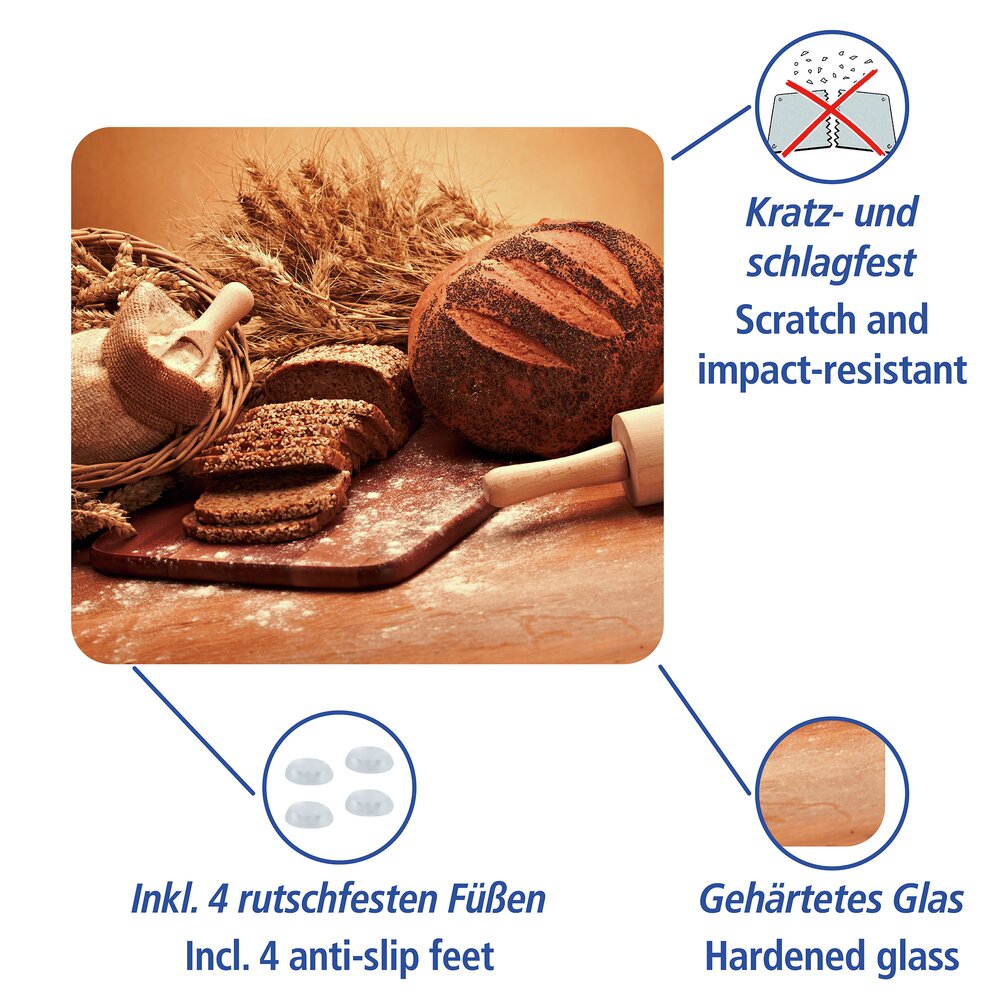 Multi-Platte Mod. Brot  Abdeckung, Spritzschutz und Schneidebrett