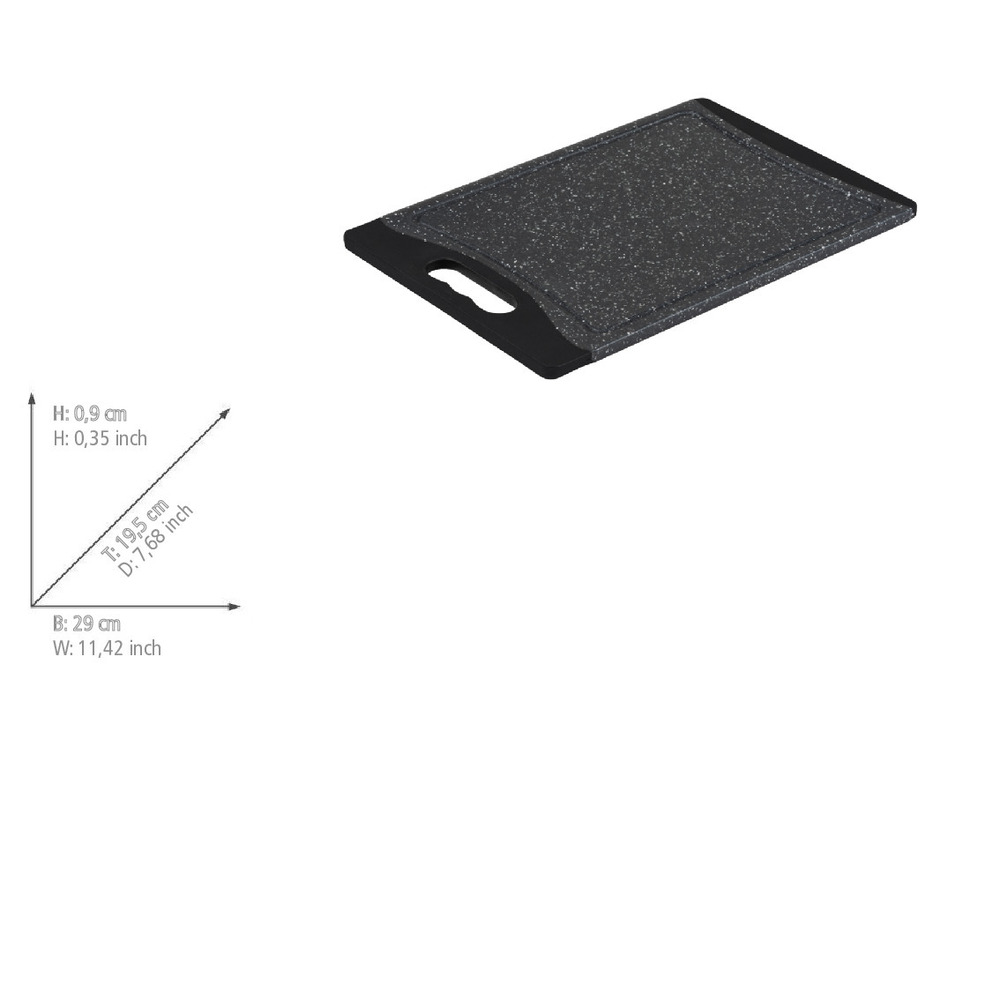 Snijplank Mod. Paula, zwart, kunststof, 29x19,5 cm