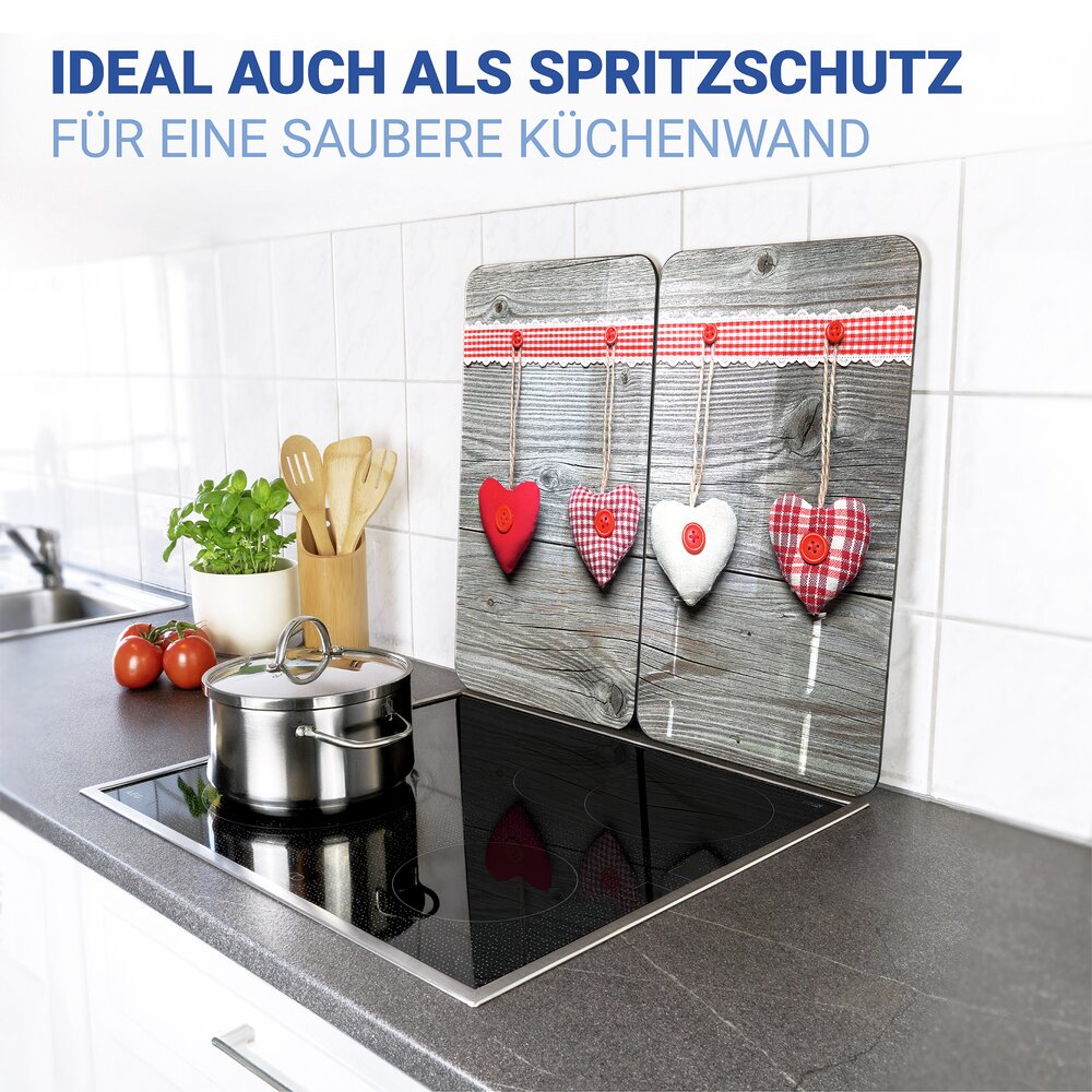 Plaque de Recouvrement Universelle Mod. Coeurs, set de 2  pour tous les types de cuisinières