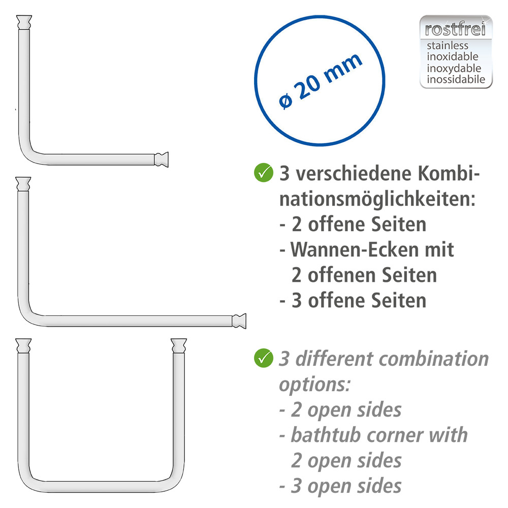 Winkelstange Universal Schwarz  20 mm